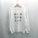 ◇ ⊇ FREAK'S STORE フリークスストア 犬プリント 長袖 トレーナー サイズF ホワイト レディ−ス E 【中古】