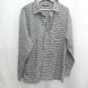 ◇ Θ nano universe ナノユニバース チェック柄 長袖 チェック柄シャツ サイズL ブラック ホワイト系 レディース メンズ E 【中古】