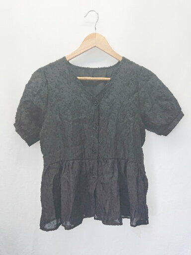◇ ⊂ fifth フィフス 花柄刺繍 大人可愛い 半袖 フロントボタンチュニック サイズM ブラック系 レディース E 【中古】 ◇ ⊂ fifth フィフス 花柄刺繍 大人可愛い 半袖 フロントボタンチュニック サイズM ブラック系 レディース E 【中古】