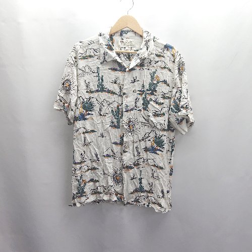 ◇ ⊂ Roushatte　ルーシャット 総柄 半袖 アロハシャツ サイズLL ホワイト系 メンズ E 【中古】