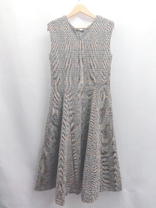 ◇ ⊇ BASEMENT online チェック柄 ロング ワンピース サイズF グレー系 レディース E 【中古】