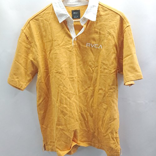◇ ⊂ RVCA ル-カ ワンポイント 半袖 ポロシャツ サイズS イエロー系 メンズ E 【中古】