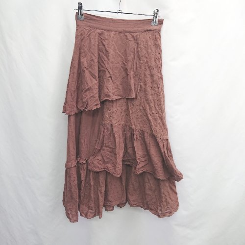 ◇ ⊂ NICE CLAUP ナイスクラップ 花柄レース 膝丈 ペプラム スカート サイズ ブラウン系 レディース E 【中古】