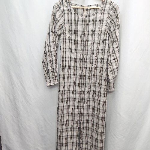 ◇ ⊂ natural couture ナチュラルクチュール チェック柄 長袖 ロング丈 ワンピース サイズF ベージュ グ..
