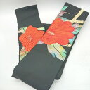 ◇ ◎●未使用●Θ たんす屋 花柄 和柄 着物帯 黒 レディース E 【中古】