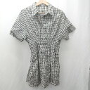 ◇ ⊂ MOUSSY マウジー チェック柄 半袖 ミニ ワンピース サイズ2 ホワイト系 レディース E 【中古】