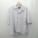 ◇ ⊂ モノマート×KANGOL シンプル 半袖 オープンカラーシャツ サイズL パープル系 メンズレディース E 【中古】