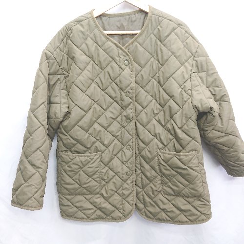 ◇ ⊇ moment+モーメントプラス 撥水加工 長袖 キルティングジャケット サイズM グリーン系 レディース E 【中古】