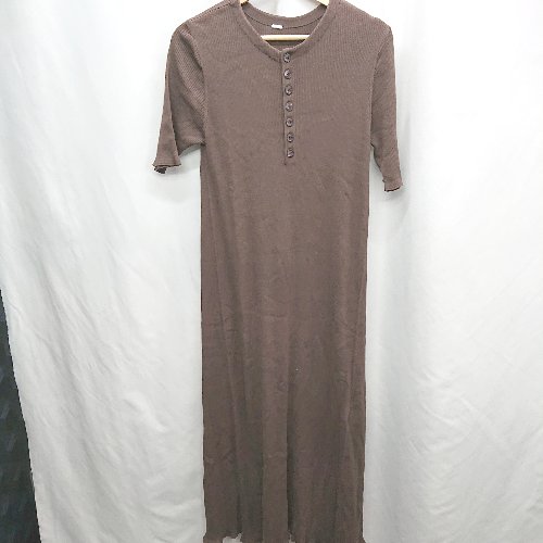 ◇ ⊂ Mila Owen ミラ オーウェン リブニット 半袖 ロング丈 ワンピース サイズ0 ブラウン レディース E 【中古】