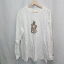 ◇ Θ FLOWP フロウピー 前面にキャラクター 長袖 ロングTシャツ サイズXXL ホワイト系 レディース E 【中古】
