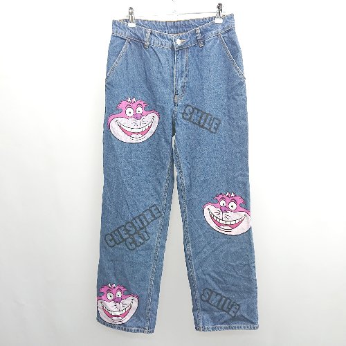 ◇ Θ H&M DIVIDED エイチアンドエム ディヴァイデッド チェシャ デニム ワイドパンツ サイズ38 ブルー系 レディース E 【中古】