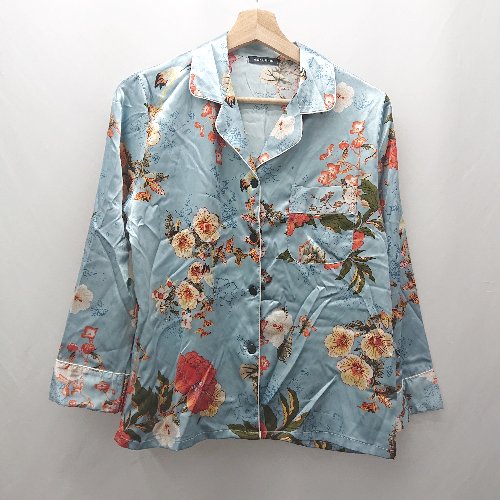 ◇ Θ Galleried ウエストゴム 花柄 ナイトウエア パジャマ サイズ表記なし ブルー系 レディース E 【中..