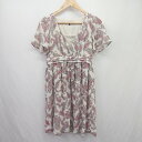 ◇ ⊂◎ PROPORTION BODY DRESSING ペイズリー柄 半袖 ミニ丈 ワンピース サイズ2 レッド系 ベージュ系 レディース E 【中古】