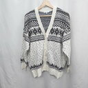 ◇ ⊆ グローバルワーク カジュアル 長袖 ニットカーディガン サイズL ホワイト系 メンズレディース E 【中古】