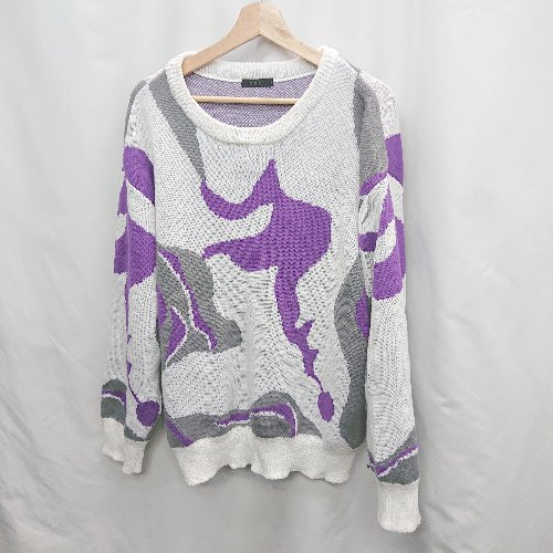 ◇ ⊆ G.O.C 柄物 カジュアル 長袖 ニットセーター サイズL ホワイト系 メンズレディース E 【中古】