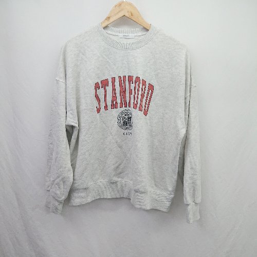 ◇ ⊇ ap retro アプレトロ 英文字プリント 長袖 丸首トレ-ナー サイズF グレー系 レディース E 【中古】