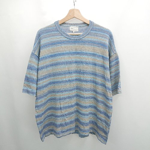 ◇ ⊂ EMMA CLOTHES エマ クローズ ハイゲージ 半袖 サマーニット サイズL ブルー系 レディース E 【中古】