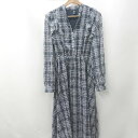 ◇ ⊇ FRIFUL 総柄 長袖 膝下丈 ワンピース サイズL ネイビー系 レディース E 【中古】