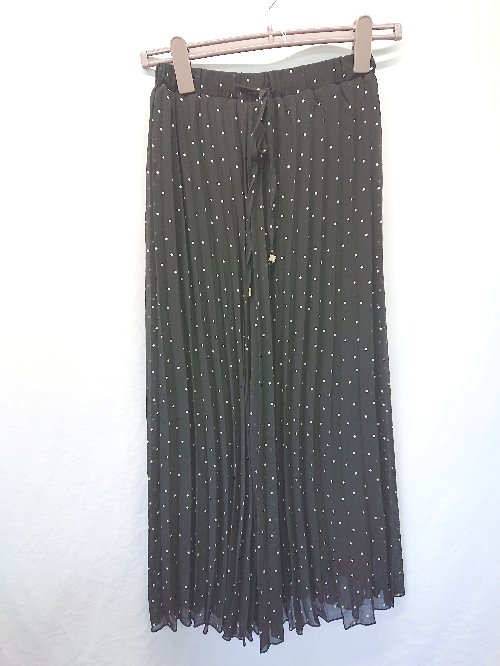 ◇ ⊂ SWITCH BY ARCH スイッチバイアーチ ドット 水玉 ロング プリーツ スカート サイズF ブラック ホワイト レディース E 【中古】