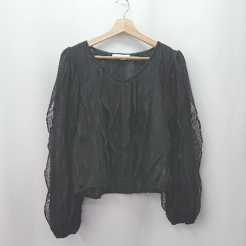 ◇ ⊂ BONLECILL ボンルシール 透け感 長袖 カットソー サイズF ブラック系 レディース E 【中古】(4)