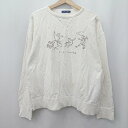 ◇ Θ 藍着堂本舗 イラスト入り 長袖 長袖シャツ サイズM ホワイト系 レディース メンズ E 【中古】