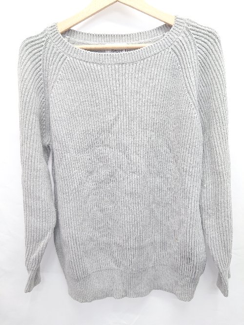 ◇ ⊇ B:MING by BEAMS コットン混 長袖 リブニット セーター グレー レディース メンズ E 【中古】