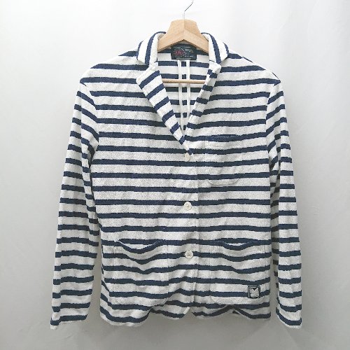 ◇ Θ My Fav 柄あり 長袖 長袖シャツ サイズF ホワイト ネイビー系 レディース E 【中古】