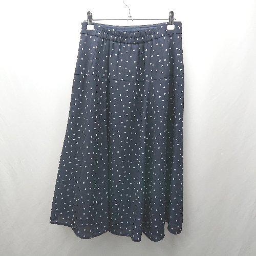 フクワウチの◇ ⊂ MISCH MASCH ミッシュマッシュ ドット柄 膝下丈 フレア スカート サイズ2 ブラック系 レディース E 【中古】｜アングル3