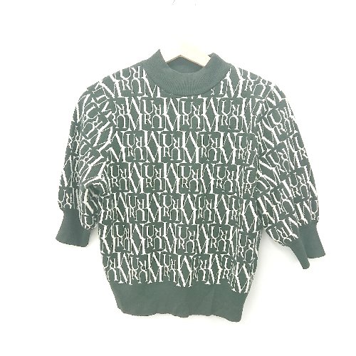 ◇ Θ MURUA 文字入り 半袖 半袖ニットセーター サイズF ブラック ホワイト系 レディース メンズ E 【中古】