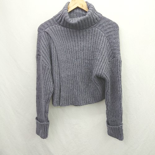 ◇ ⊇ Andemiu アンデミュウ タートルネック ミドルゲージ 長袖 ニット サイズF チャコールグレー系 レデ..