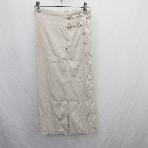 ◇ ⊂ pumpkin port パンプキンポート チェーン装飾 ロング タイト スカート サイズM ベージュ系 レディ..