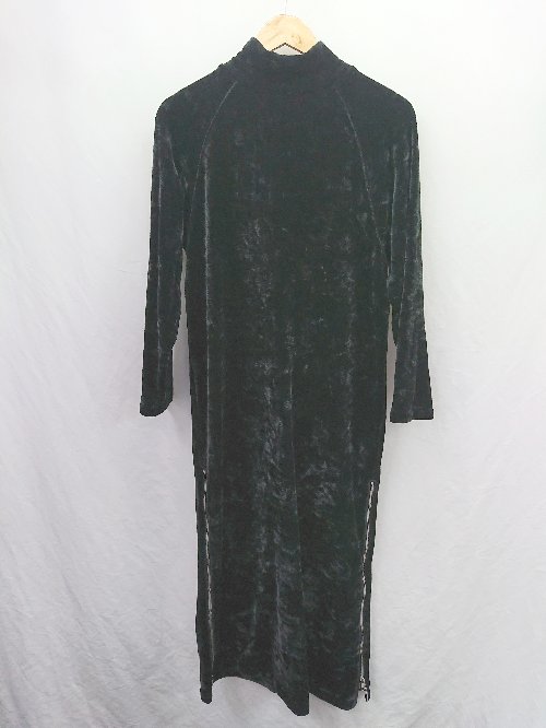 ◇ ⊇ BARAK バラク ベロア生地 ロング ロング ワンピース サイズ9 ブラック系 レディース E 【中古】