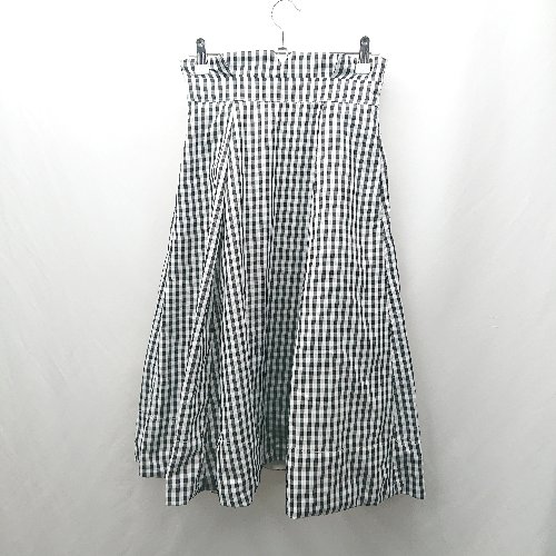 ◇ ◎ Θ MERCURYDUO マーキュリーデュオ 柄入り 膝下丈 プリーツ スカート サイズF ブラック ホワイト系 レディース E 【中古】