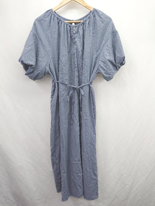 ◇ ⊂ LAUIR ラウアー バックオープン パフスリーブ 半袖 ロング ワンピース サイズM ブルー系 レディース E 【中古】