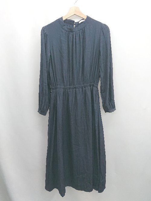 ◇ Θ DRESKIP 無地 長袖 ロング丈 ワンピース サイズL ブラック系 レディース E 【中古】