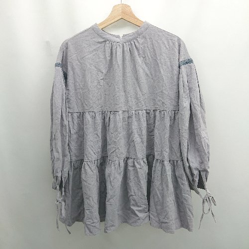 ◇ Θ Heather ヘザー 無地 長袖 プルオーバーレースチュニック サイズF グレー系 レディース E 【中古】