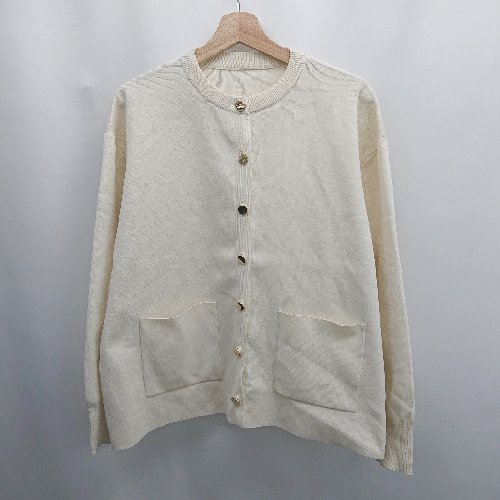 ◇ Θ &.NOSTALGIA ノスタルジア 無地 長袖 ポリエステルシャツ サイズM ベージュ系 レディース E 【中古】