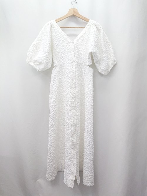 ◇ ⊂ Heather ヘザー ウエストスリット 半袖 ロング ワンピース サイズM ホワイト レディース E 【中古】