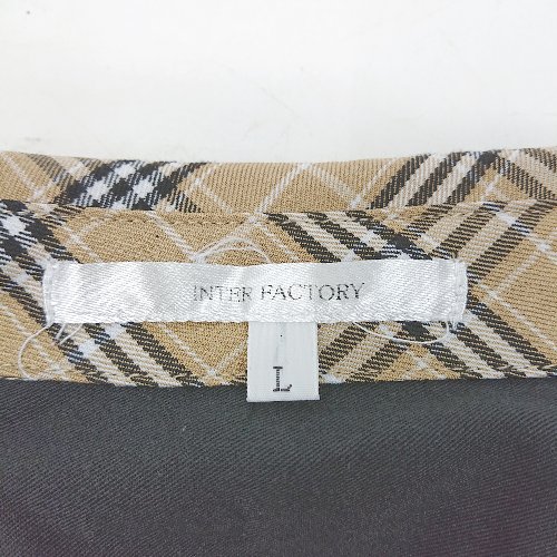 ◇ ⊂ INTER FACTORY インターファクトリー チェック柄 長袖 シャツ サイズL ブラック ベージュ系 メンズ E 【中古】