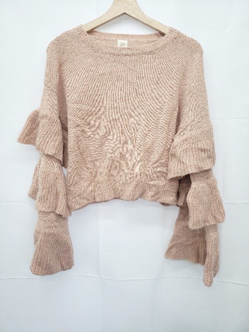 ◇ ⊇ apres jour clair フリルスリーブ 長袖 ニット セーター サイズF ピンク系 レディース E 【中古】