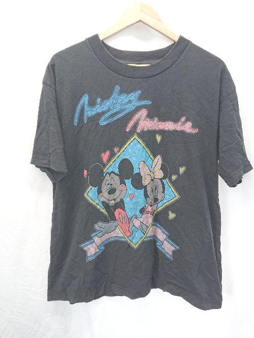 ◇ ⊂ MOUSSY × Disney ミッキー ミニー プリント 半袖 Tシャツ カットソー サイズF ブラック マルチ レディース メンズ E 【中古】のサムネイル