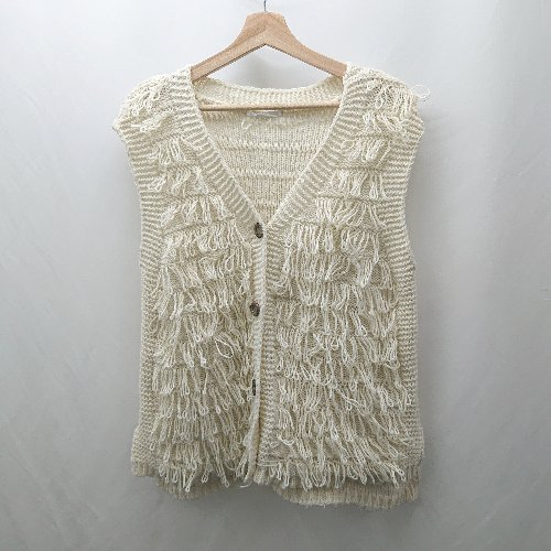 ◇ ⊇ RETROGIRL レトロガール 無地 ノースリーブ 編みベスト サイズF ベージュ系 レディース E 【中古】