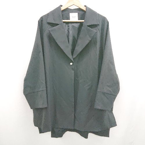 ◇ ⊇ ear 無地 長袖 テーラードロングジャケット サイズF ブラック系 レディース メンズ E 【中古】 ◇ ⊇ ear 無地 長袖 テーラードロングジャケット サイズF ブラック系 レディース メンズ E 【中古】