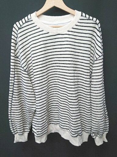 ◇ ⊇ select MOCA セレクト モカ ボーダー 長袖 トレーナー スウェット サイズF ホワイト ブラック レディース E 【中古】 ◇ ⊇ select MOCA セレクト モカ ボーダー 長袖 トレーナー スウェット サイズF ホワイト ブラック レディース E 【中古】