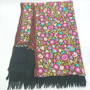 ◇ Θ ノーブランド 花柄 刺繍 ストール 表記なし ブラック マルチカラー レディース E 【中古】