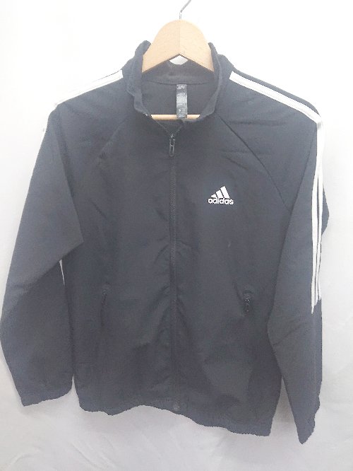 ◇ Θ adidas アディダス キッズ 子供服 ジップアップ 長袖 トラックジャケット サイズ150 ブラック 女の子 男の子 E 【中古】