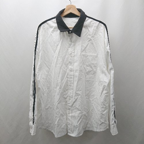 ◇ Θ kutir クティール 袖に柄入り 長袖 長袖シャツ サイズL ホワイト ブラック系 レディース E 【中古】