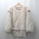◇ ⊇ FUN 無地 長袖 ボアジャケット サイズF ベージュ系 レディース E 【中古】
