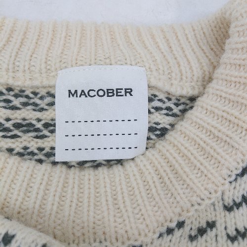 ◇ ⊇ MACOBER マコバ 総柄 ミドルゲージ 長袖 セーター サイズ表記なし ベージュ系 レディース E 【中古】
