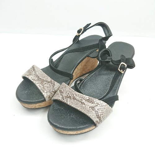 ◇ ⊂ Newlyme ニューリーミー パイソン柄 エスパドリーユ サイズ23 グレー系 レディース E 【中古】